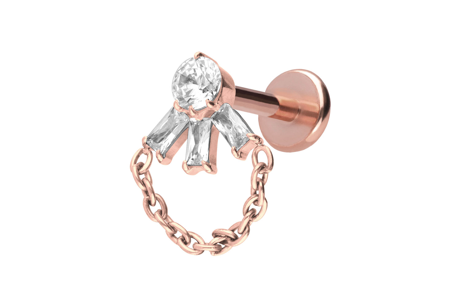 Titan Labret Piercing mit Push Fit LOTUSBLÜTE + KETTE